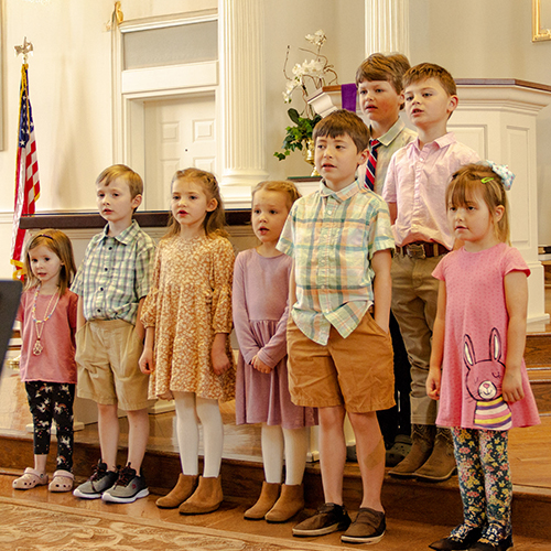 childrens-choir children playing during God-play Sunday School at Kernersville Moravian